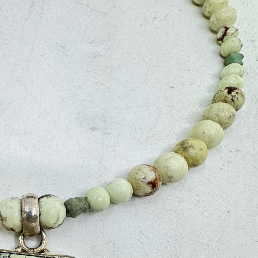 Vintage Beaded Rare Spotted Jasper & Sterling Silver Pendant Necklace - Picture 5 of 9